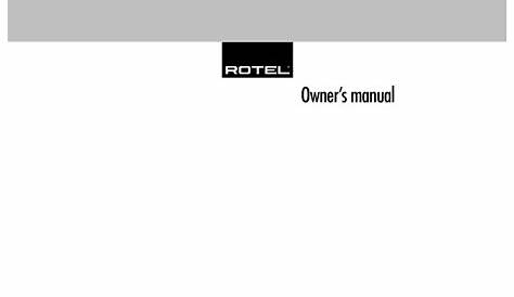 ROTEL RSDX-02 OWNER'S MANUAL Pdf Download | ManualsLib