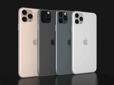 Three of the color options are likely familiar to iphone owners: Apple iPhone 11 Pro Max In All Official Colors 3D asset 1