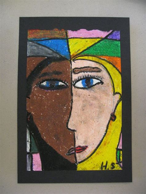 Picasso Inspired Portrait Oil Pastel Portrait Created By 3rd Grader At