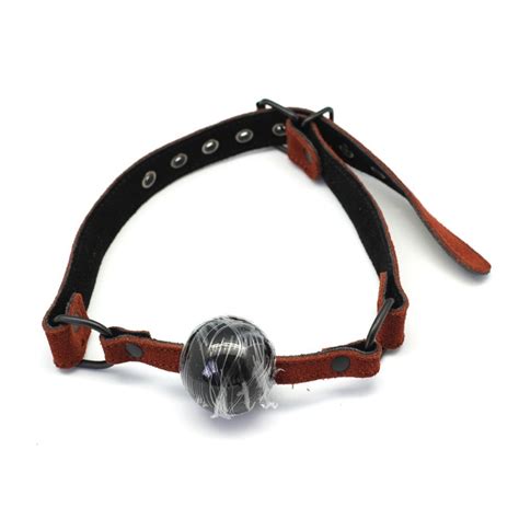 Buy New Advanced Leather And Rubber Ball Gag Brown Suede Leather Mouth Plug