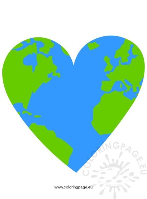 Heart Shape With World Map Coloring Page