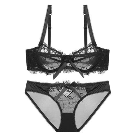 New Women Sexy Lace Bra And Brief Set Thin And Breathable Cup Fashion