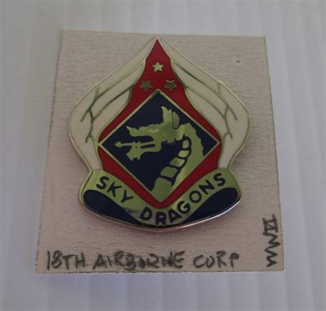 18th Army Airborne Corp Dui Insignia Pin Wwii Sky Dragons