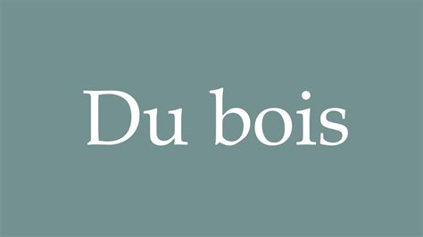 How To Pronounce Du Bois Wood Correctly In French Youtube
