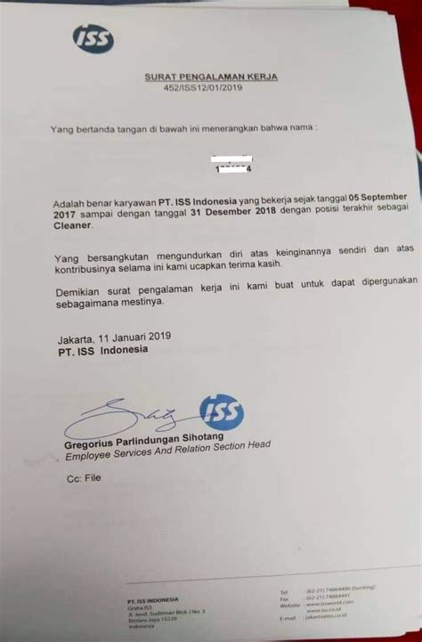 Lowongankerja15.com, lowongan kerja indomaret tingkat sma d3 s1 bulan oktober 2020. Contoh Paklaring PT ISS Indonesia Surat Pengalaman ...