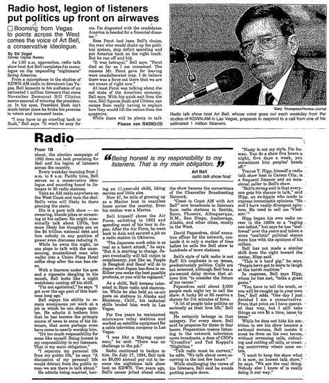 Local Newspaper Article About Art Bell August 31st 1992 Rartbell