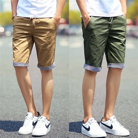 2015 New Summer Style Men Shorts Plaid Ruched Casual Dress Cotton Beach