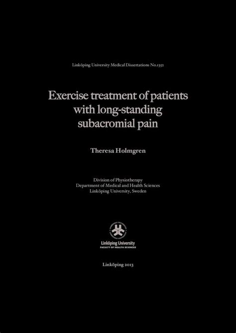 Pdf Exercise Treatment Of Patients With Long Standing Subacromial