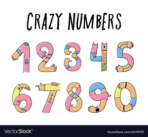 Hands Up Crazy Numbers Royalty Free Vector Image