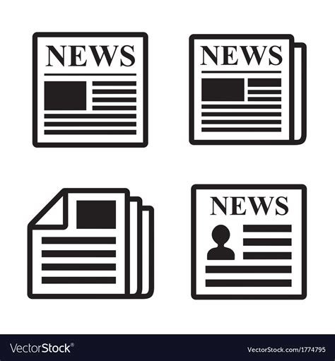 Newspaper Icons Set Royalty Free Vector Image Vectorstock