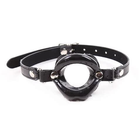 3 Color Sexy Lips Pu Leather Belt Rubber Mouth Gag Open Fixation Mouth