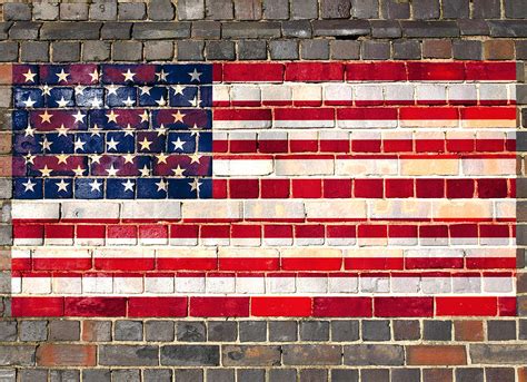 Usa Flag On A Brick Wall Digital Art By Steve Ball