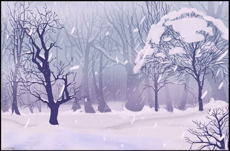 Snowy Forest Background 1 By Zeragii On