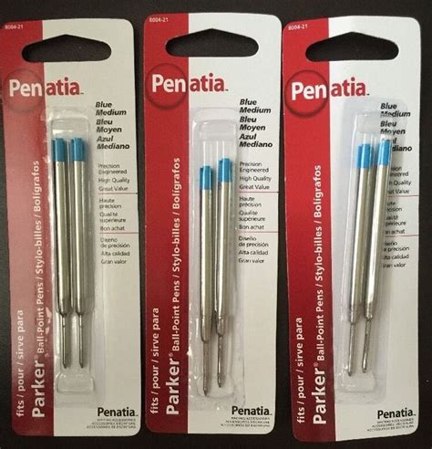 3 Pack Of Penatia Parker Ball Point Pen Refills 2 Pack Blue 8004 21