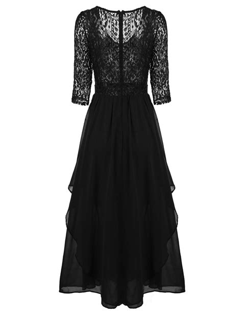 seewebest women s floral lace see through back chiffon maxi dress