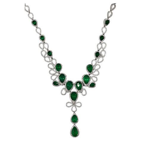 Emerald And Diamond Drop Necklace For Sale At 1stdibs