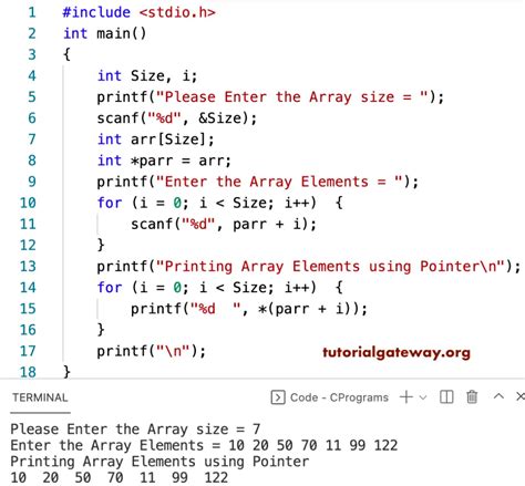 C Program To Read And Print Array Elements Using A Pointer