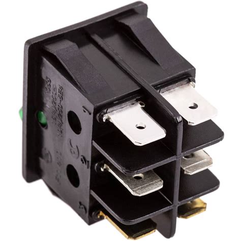 Interruptor Luminoso Basculante Verde Dos Canales Dpdt 6 Pin Cablematic