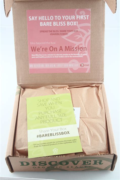 Bare Bliss Box September 2014 Review Organic Vegan Subscription Box