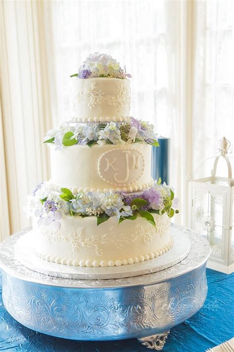 Wedding Cake With Blue Flowers