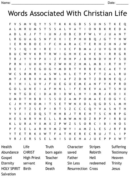 Words Associated With Christian Life Word Search Wordmint