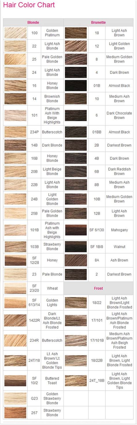 Hair Color Chart Hair Color Chart Ash Hair Color