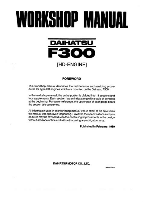 Daihatsu Rocky Feroza F300 1989 1992 Service Repair Manual