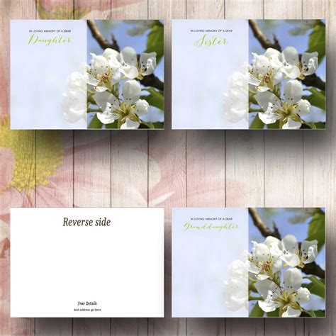 Beautiful White Blossom Funeral Flower Message Cards
