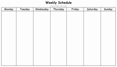 Monday Through Sunday Schedule Template Elegant Weekly Schedule Tumblr