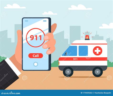 Call An Ambulance On Your Mobile Phone First Aid Stock Vector