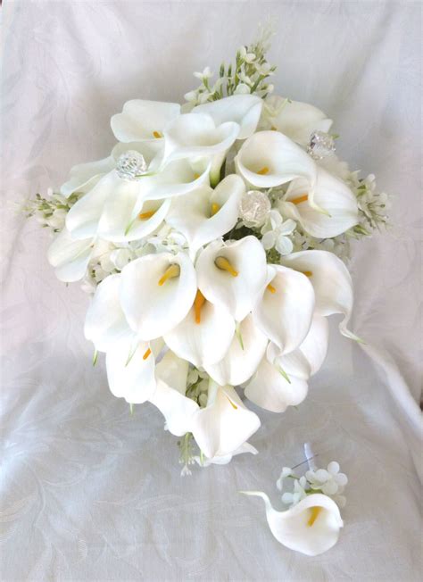 Calla Lily Lilacs And Hydrangea Wedding Bouquet All White