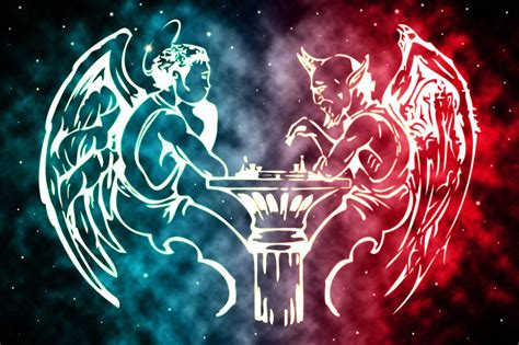 Angel And Devil Playing Chess Painting Blacknailartphotography