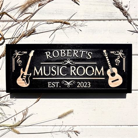 Personalized Music Room Sign Custom Studio Sign Acoustic Guitar Sign