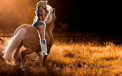 Hot Cowgirl Riding Her Beautiful Palomino Horse Cowgirls Fan Art