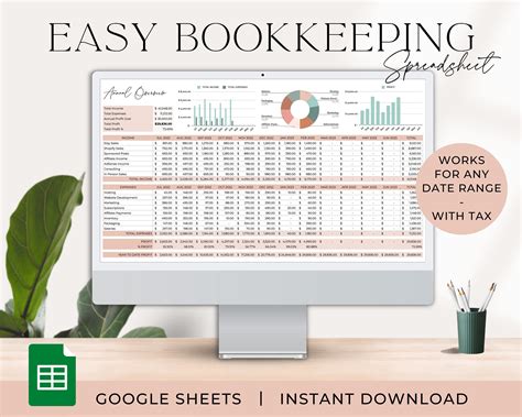 Easy Bookkeeping Template Small Business Bookkeeping Etsy Uk