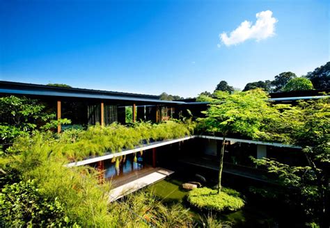 Beautiful Houses Luxury Sustainable Green Roof House Design Singapore