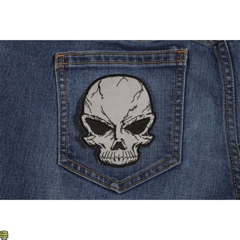 Reflective Small Cracked Skull Patch Skull Patches Thecheapplace