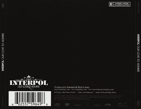 Cd Dvd Interpol · Our Love To Admire