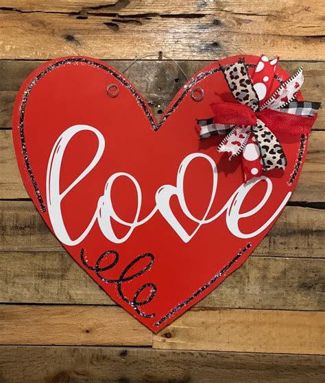 Heart Door Hanger Love Heart Valentines Day Door Hanger Etsy