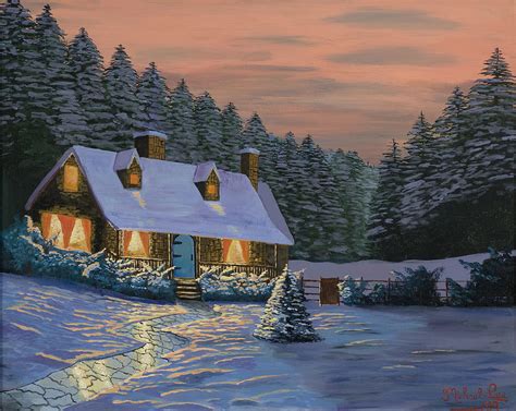 Winter Cottage Painting By Michael Lee Fine Art America