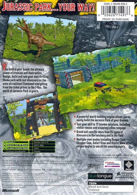 Jurassic Park Operation Genesis Box Shot For Playstation 2 Gamefaqs