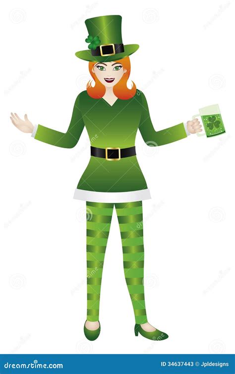 Female In Green Leprechaun Costumes Illustration Stock Photos Image