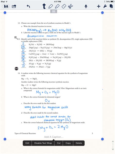 In the study of chemical reactions the types of reaction worksheet pogil can be very helpful to a student of chemistry. Worksheets: Science Review: Chemical Vs. Physical ...