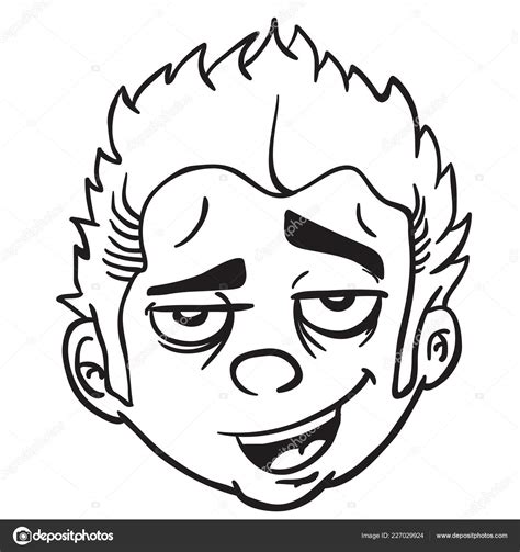 Funny Looking Face Black White Cartoon Illustration Stock Vector Image