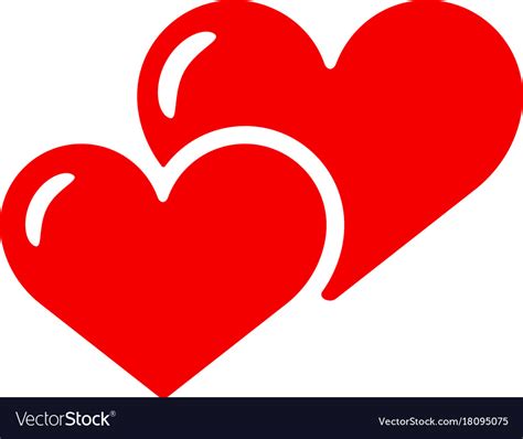 Two Hearts Icon Isolated Love Red Smbol Royalty Free Vector