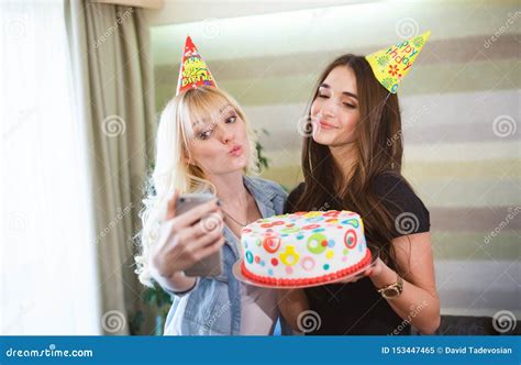 Girls Make Selfie At A Birthday Party Stock Image Image Of Home Festive 153447465