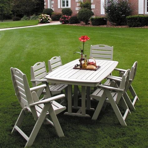 Polywood Nautical Recycled Plastic Outdoor Dining Set 7 Piece Pw