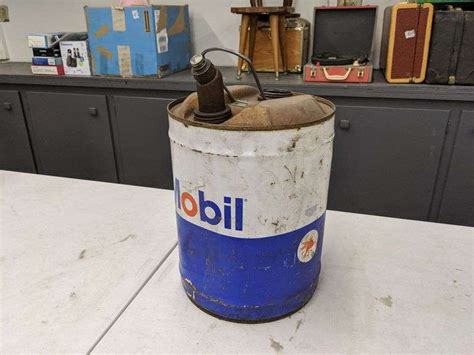 Vintage 5 Gallon Mobil Oil Can Isabell Auction