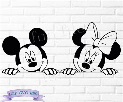 Mickey Minnie Mouse Peek T Shirt Svg Disney Gebonden Dxf Png Gezicht Gluren Auto Venster