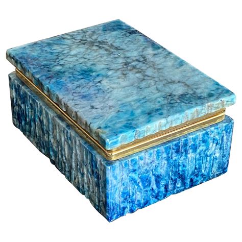Alabaster And Brass Blue Box From Italy 1950 For Sale At 1stdibs